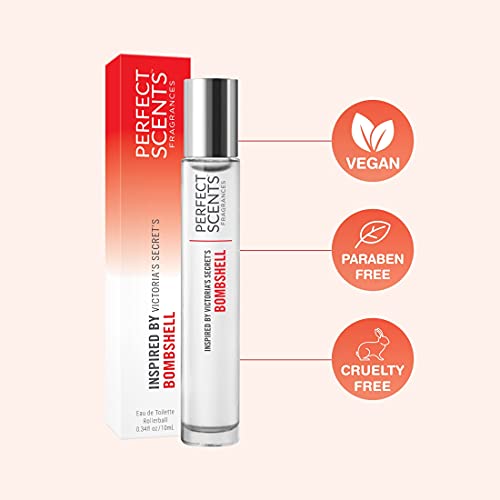 Perfect Scents Fragrances | Inspired by Victoria's Secret's Bombshell | Rollerball | Women’s Eau de Toilette | Vegan, Paraben Free | Never Tested on Animals | 0.34 Fl Oz