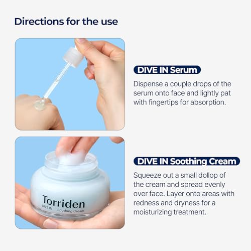 Torriden DIVE IN Serum 1.69 fl.oz. + Soothing Cream (Jar) 3.38 fl.oz. | Hyaluronic Acid Care Set | Deep Hydrating Skin Care to Get Glass Skin