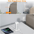 Tower Power Strip Flat Plug with 11 Outlets 3 USB (1 USB C), TESSAN Surge Protector Tower 1625W/13A,1050J Protection, 6 Feet Extension Cord with Multiple Outlets, Office Desk Supplies, Dorm Essentials