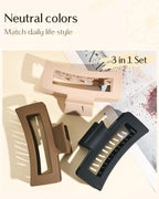 Yanibest 3 Pack Hair Clips for Women 5.1 Inch Large Claw Clips for Women Thick Curly Hair, Big Matte Banana Clips,Strong Hold Jaw Clips