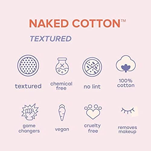 White Rabbit - NAKED COTTON Textured - Perforated Facial Cotton Pads - For Makeup Remover, Toner, Mask - 100% Cotton, Unbleached, Lint-Free - Exfoliating & Durable - Natural & Cruelty-Free - 100 Count