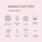 White Rabbit - NAKED COTTON Textured - Perforated Facial Cotton Pads - For Makeup Remover, Toner, Mask - 100% Cotton, Unbleached, Lint-Free - Exfoliating & Durable - Natural & Cruelty-Free - 100 Count