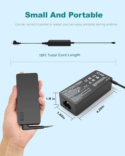 65W 45W USB C Laptop Charger Compatible with Lenovo ThinkPad T14 T15 T16 gen 1 gen 2 X1 Yoga L13 7i C740 Computer AC Power Adapter for ThinkPad T480 T490 P52s Chromebook 2nd Gen Power Cord