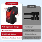 Comfytemp 3D Red Light Therapy Knee Wrap with Vibration Massage, Cordless 5000mAh Heated Knee Massager for Pain Relief, Portable Ergonomic 660nm&850nm Near Infrared Light Brace for Knee Joint