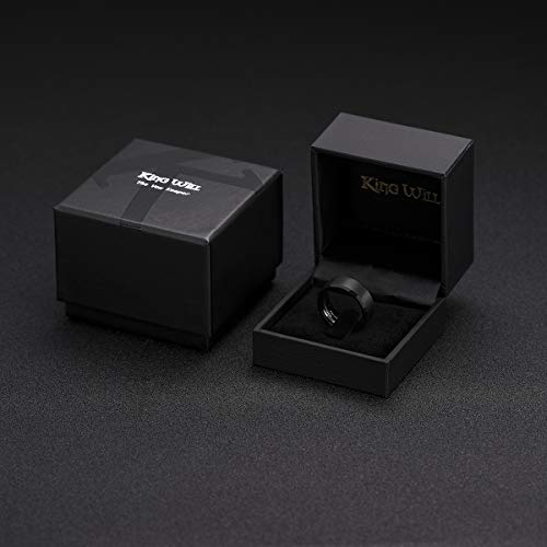 King Will BASIC Men Wedding Black Tungsten Ring 8mm Matte Finish Beveled Polished Edge Comfort Fit 15