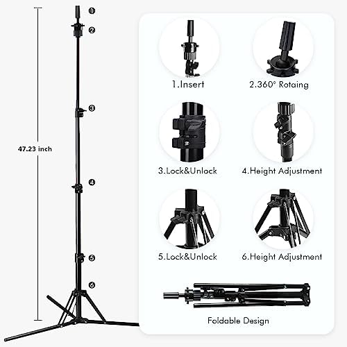 Neverland Beauty & Health 23 Inch Wig Stand Tripod with Head,Wig Head Stand with Mannequin head,Mannequin Head Stand with Canvas Head for Wigs,Manikin Head Set for Wigs Making Display