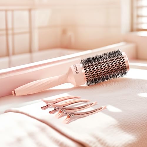 AIMIKE Round Brush for Blow Out, Rose Luxe Round Hair Brush w/Nano Thermal Ceramic Tech, Medium Round Brush for Blow Drying, Curling, Styling and Shine, 43 mm/ 1.7 Inch Barrel Brush with 4 Clips