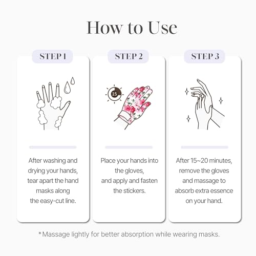 PETITFEE Rose Petal Satin Hand Mask (5pairs) - Intensive Nourishing, Moisturizing Gloves, Rose Scented Hand Repair Masks with Peptide, Collagen, Shea Butter for Silky Smooth Hand, Hand Treatment