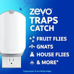 Zevo 2 Flying Insect Traps & 4 Cartridges - Plug In Fly Trap & Indoor Bug Catcher for Gnats, House & Fruit Flies - Mess-Free - Use in Any Room - Uses Blue & UV Light (2 Plug In Devices & 4 Cartridges)