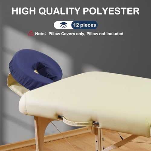 Tatuo 12 Pcs Face Cradle Covers for Massage Head Rest Microfiber Reusable Soft Thicker Massage Table Face Covers Oil Proof Headrest Cradle Sheets for Spa Beauty(Navy Blue)