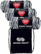 Red Heart Super Saver Zebra E300-932 (3-Skeins - Same Dye Lot) Worsted Medium #4 Acrylic Yarn for Crocheting and Knitting with Project Bag
