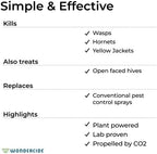 Wondercide - Wasp and Hornet Killer Aerosol Spray with Natural Essential Oils - Kill Wasps, Hornets,and Yellow Jackets - for Porch, Patio, and Outdoor Areas - Pet and Family Safe - 10 oz - 2 Pack