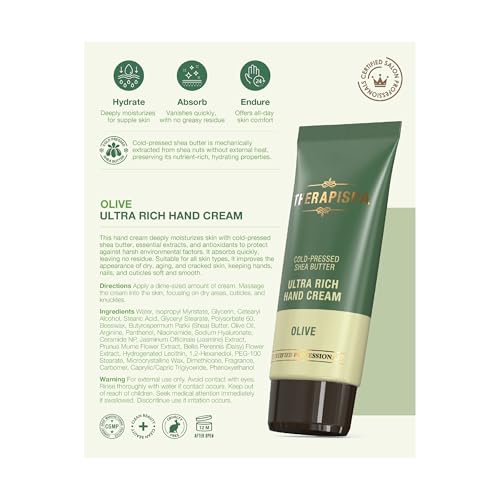 Ultra Rich Hand Cream – Intensive Hydration & Repair for Dry, Chapped Hands | Enriched with Shea Butter, Ceramides, Niacinamide (B3) & Panthenol (B5) (Olive, 1.7 fl oz, Pack of 5)