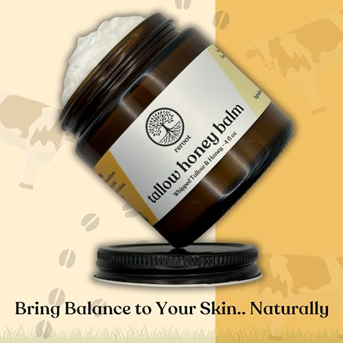 Beef Tallow for Skin | 100% Grass-Fed Tallow & Raw MN Honey | 2 Ingredients | Whipped & UNSCENTED | Whole Body & Face Balm for Sensitive, Dry Skin, Eczema, Psoriasis, Rosacea (4oz)