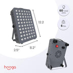 Hooga Red Light Therapy Panel for Face & Body, 60 LEDs, 660nm & 850nm Near Infrared, Timer for Pain Relief, Skin Health, Anti-Aging, Sleep, Energy & Recovery, Includes Hanging Kit & Handle - HG300
