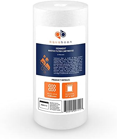 Aquaboon 5 Micron 10 x 4.5 Well Water Sediment Filter Replacement Whole House Water Filter Cartridge Compatible with DGD-5005, WFHD13001B, 4-Pack