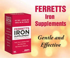 Ferretts Iron Tablets 106mg (325mg Ferrous Fumarate) - 60 Day Supply of High Potency Iron Supplements for Women & Men, Easy on The Stomach Iron Supplements for Anemia, 60 Iron Pills Per Bottle