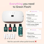MANUCURIST • Green Flash Premium LED Gel Nail Polish Kit • 36W LED Nail Lamp • Vegan • Base Coat + Top Coat + Poppy Red Polish + Gel Polish Remover + Nail Clips