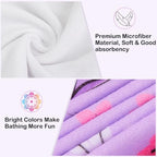 FIOBEE Microfiber Hair Towel Wrap for Kid Rapid Drying Towel Absorbent Hair Turbans for Wet Hair with Button Women Girls Long Curly Hair Pack of 2, Pink/Purple Butterfly
