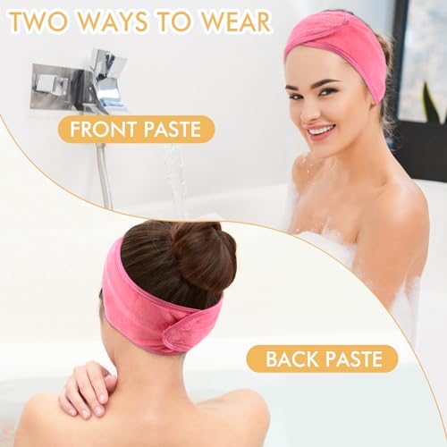 SINLAND Spa Headband for Women 6 Counts Adjustable Makeup Hair Band with Magic Tape,Head Wrap for Face Care, Makeup and Sports