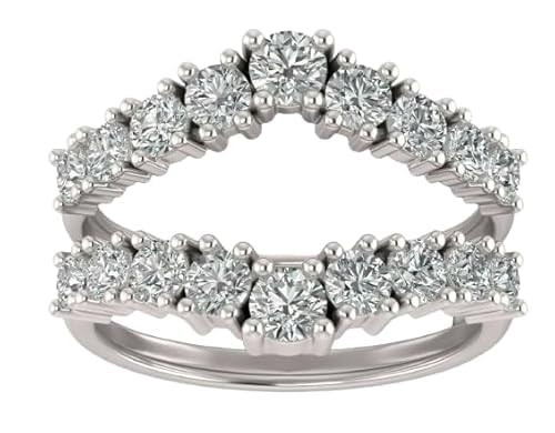 2.00 Ct Round Lab Created Diamond 14K White Gold Finish Enhancer Wrap Wedding Ring (YELLOW, 6)