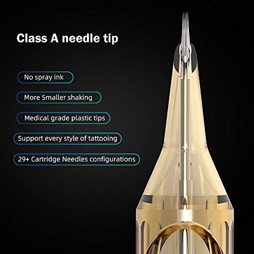 Ambition Premium #08 Bugpin 9RL Disposable Tattoo Needles Cartridges Supply 9 Round Liner 20Pcs for Professionals and Beginners Tattoo Artists