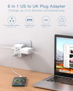 2 Pack US to UK Ireland Travel Plug Adapter, Type G Power Plug Adapter with 3 Outlets 3 USB Ports(1USB C), European Travel Plug Adapter for USA to England London Scotland British Qatar Irish Hongkong