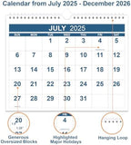Calendar 2025-2026 - Wall Calendar from July 2025 to December 2026, 2025-2026 Calendar with Thick Paper, 8.5" x 11", Blue