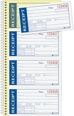 Adams Write n' Stick Receipt Book, 2-Part, Carbonless, White/Canary, 5-1/4" x 11", Spiral Bound, 200 Sets per Book, 4 Receipts per Page (SC1152WS)