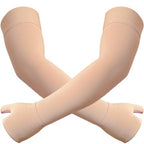 Medical Compression Arm Sleeve with Silicone Dot&Gauntlet for Women Men,20-30 mmHg Graduated Compression Full Arm Support for Edema,Post Surgery Recovery,Swelling,Pain Relief(XX-Large,Pair)