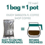 Sarasota Coffee Ground Packets | Gourmet Flavored Medium Roast Bulk Coffee Packs | Christmas Holiday | Low Acid Mold Free Singles Individual Pouches for 12 Cup Coffee Maker | 2 Ounce Bags, 36 Count