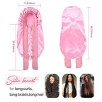 YANIBEST Silk Bonnet for Sleeping Women Braid Bonnet for Long Hair with Tie Band Satin Bonnet for Braids Hair Sleeping Cap Gifts for Women Pink