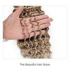 BATISI Water Wave Crochet Hair 6 Packs Curly Braiding Hair for Boho Braids Synthetic Bohemian Curly Crochet Hair Ombre Blonde 30 Inch