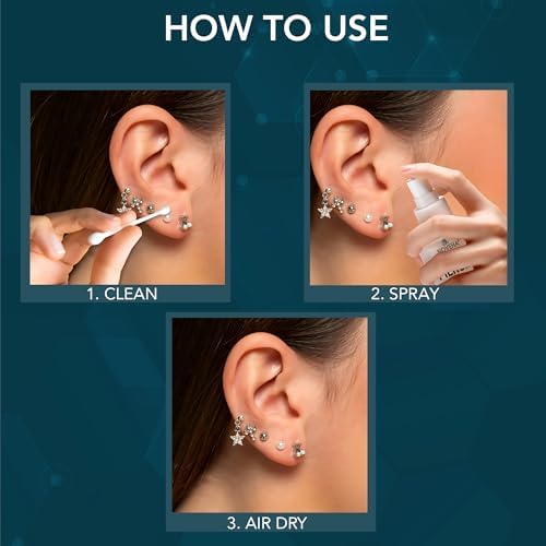 NOVEHA Piercing Aftercare Spray - Fast Cleaner Solution for Ear, Nose, and Belly Piercings - Keloid and Bump Cleaning with Hypochlorous Acid for Quick Recovery and Protection - 8 oz Bottle