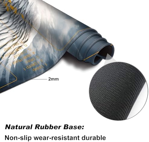 DEGDFSGR for MTG Playmat with Zones 24 x 14 inches for TCG Playmats Non-Slip Rubber Base Commander Play Mat for Magic The Gathering Playmat Iorcana Trading Card Game, Sacred Angel Wing