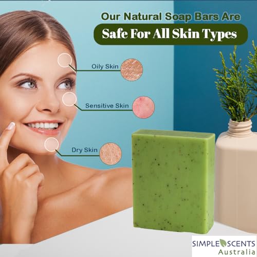 Eucalyptus Scented Natural Soap Bars (6 Bars), 3.5oz Moisturizing French Triple Milled Soap Bars Enriched with Shea Butter - Pure Plant Oil Bath & Body Soap Bars