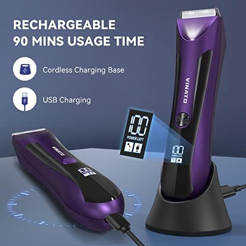 VINATO Electric Body Hair Trimmer - Manscape Ball Trimmer, Groin Hair Trimmer for Men, Waterproof Ball Shaver, USB Recharge Dock Replaceable Ceramic Blade, 90 Mins Battery Life