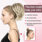 HOOJIH Ponytail Extension, Claw Clip in Straight Messy Hair Bun 9 Inch Short Ponytail Extension with Bendable Metal Wire Hair Pieces for Women Fake Hair Bun DIY Styles - Honey Blonde