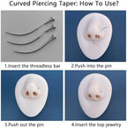 G23 Titanium Threadless Piercing Taper 16G/18G/20G Flat Back Earring Applicator Tool Insertion Pin for Push In Nose Lip Ear Tragus Helix Body Piercing Jewelry Stretcher Assistant Tool