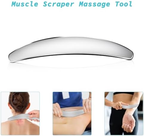 3-in-1 Stainless Steel Gua Sha Muscle Scraper Tool, IASTM Tools, Myofascial Scraping Tools for Physical Therapy, Lymphatic Drainage Massager, Soft Tissue Massage Tool