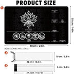 MTG Playmat with Play Zones – Magic Play mat Card Game Mat for Magic The Gathering, Lotus & Basic Lands Design, 24x14 inch, Stitched Edge, Non-Slip Base with Prismatic Playmat Tube-White Zone