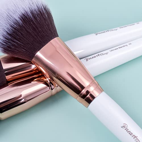 Bueart Design 18Pcs ULTRA SOFT Wood Handle Makeup Brushes set Make up brushes face brush Foundation Powder Blending Blush brushes (Pearl White)