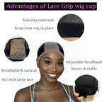 Lace Wig Grip Cap for Women 4x5 Transparent Lace Reusable Wig Caps, Wig Grip Band for Lace Front Wigs to Keep Wigs in Place, Adjustable Wig Cap with Grip Band Non Slip Cap (Black)