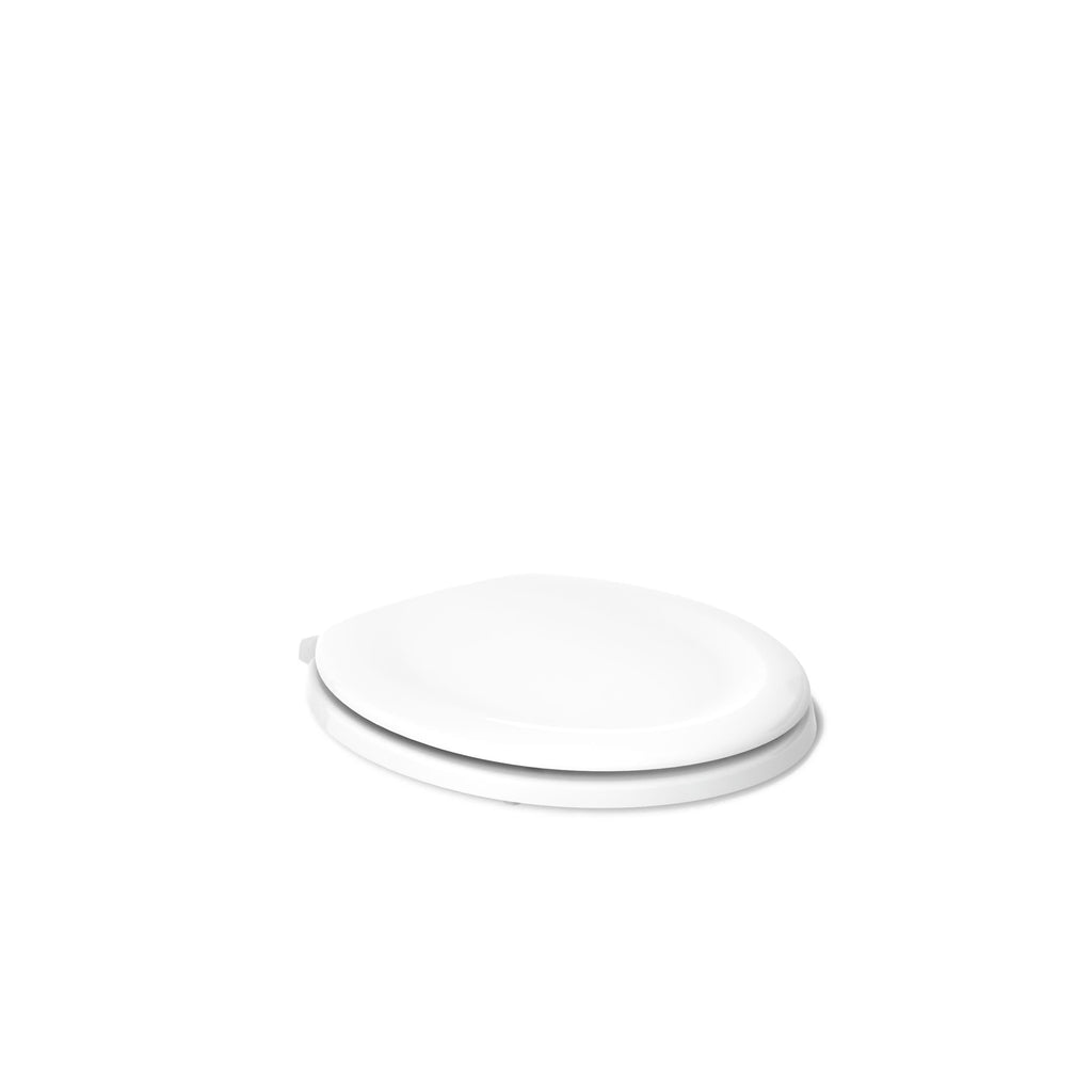 KOHLER Stonewood Quiet-Close, Round Toilet Seat Soft Close, Durable Wood, Easy Installation, Universal Fit, Home Essentials, White Finish, K-20467-0