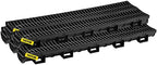 VEVOR Trench Drain System, Channel Drain with Plastic Grate, 5.7x3.1-Inch HDPE Drainage Trench, Black Plastic Garage Floor Drain, 5x39 Trench Drain Grate, with 5 End Caps, for Garden, Driveway-5 Pack