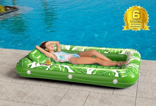 Inflatable Tanning Pool Lounger Float - Jasonwell 4 in 1 Sun Tan Tub Sunbathing Pool Lounge Raft Floatie Toys Water Filled Tanning Bed Mat Pad for Adult Blow Up Kiddie Pool Kids Ball Pit Pool
