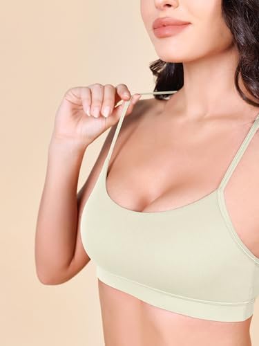 ODODOS Cloud Feeling Y Racerback Sports Bra for Women Wirefree Padded Strappy Yoga Bra