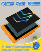 TEKFUN Toys for Girls Boys 10IN LCD Writing Tablet, Magic Doodle Board with Anti-Lost Stylus, Mess Free Coloring for Toddlers Drawing Pad, Toddler Travel Car Plane Trip Toys Gifts (Orange)