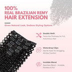 SIYUSI Water Wave Clip In Extensions, Luxurious Thickness, Premium Brazilian Remy Hair Clip Ins, Invisible & Scalp-Friendly, Natural Black Color, 4.23oz, 7Pcs (18 Inch)