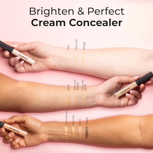MCoBeauty Brighten & Perfect Cream Concealer, 3 Light Beige, Brightening Coverage for Flawless Complexion, Vegan, Cruelty Free Cosmetics
